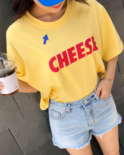 치즈 박시 크롭 티셔츠